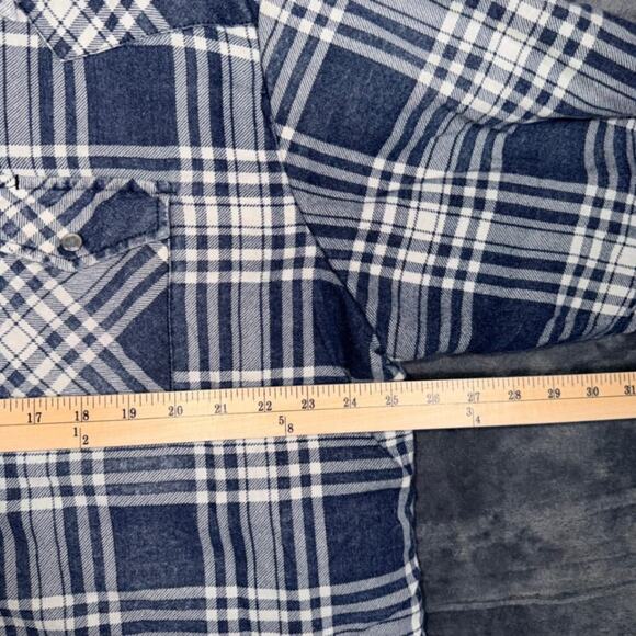 Wrangler Mens Quilted Lined Flannel Shirt Jacket XXL Blue Plaid Western Vintage - Picture 7 of 8